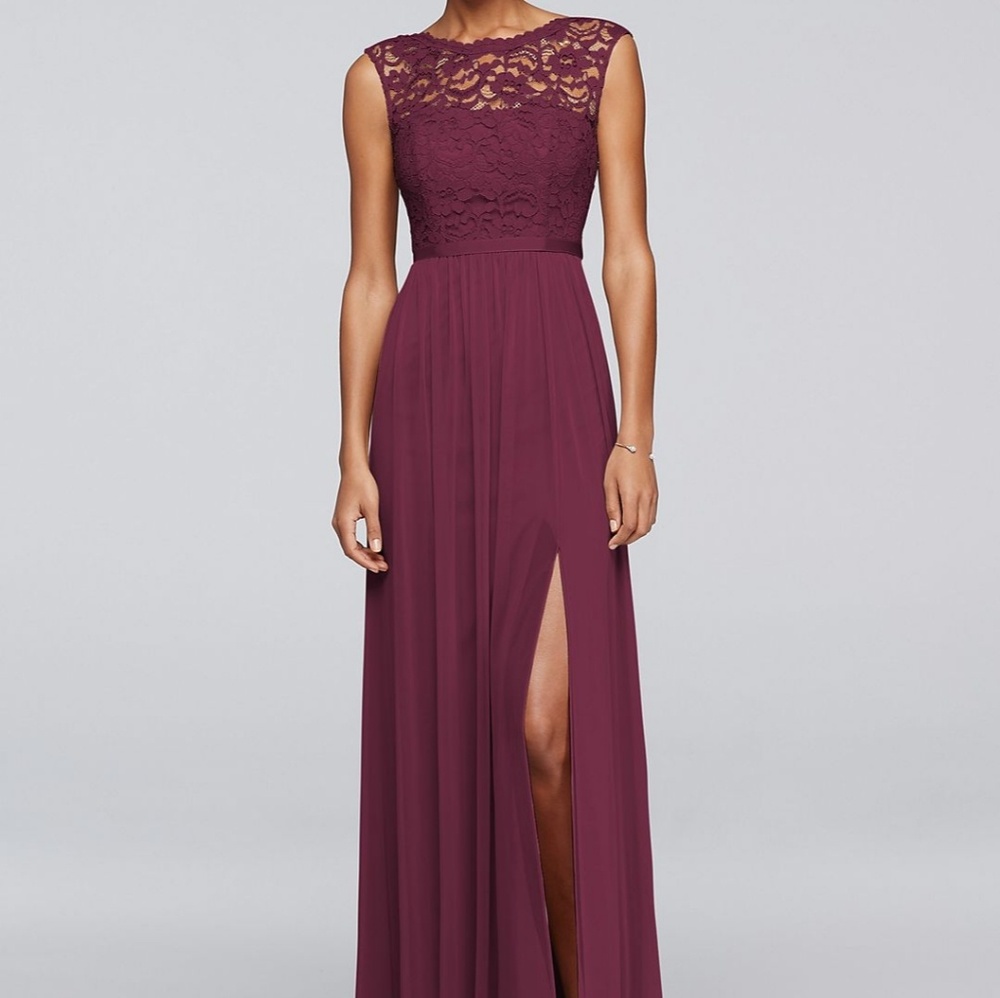 DB Bridesmaid  long dress with lace bodice - wine